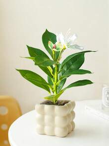 21-40cm Tall Artificial Azaleas Plants Tropical Banyan Branch Plastic Green Magnolia Leaves With Flowers Faux Palm Plants For Home Garden Office Kitchen Decor Without Pot 1pc