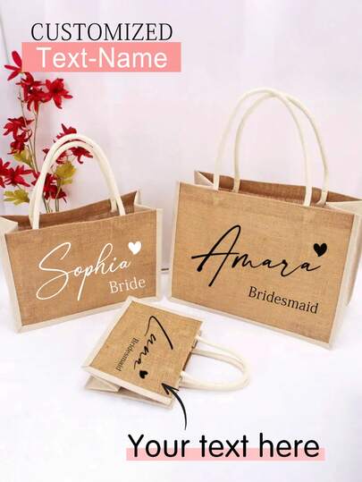 Customized Burlap Bag, Bridesmaid Gift Bag, Bachelorette Party Gift, Beach Tote Bag, Customized Gift,Multi-Functional,Ornamental,Letter,Solid Color,Exquisite,Stylish,Vintage,Modern,Colorful,Leisure,Basics,Casual,Soft,Unique,Customized,Personalized,Custom,Ideal Gifts For Her,Girlfriend,Her,Grandparents,Family,Boyfriend,Friends,Mother's Day Gifts Women,Multi-Functional,Ornamental,Letter,Solid Color,Exquisite,Stylish,Vintage,Modern,Colorful,Leisure,Basics,Casual,Soft,Unique,Customized,Personalized,Custom,Ideal Gifts For Her,Girlfriend,Her,Boyfriend,Friends,Girly Era