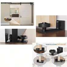 Piso de puerta corrediza de granero, adecuado para puerta colgante de granero, sistema para colgar en la pared y apariencia elegante adecuada para todos los escenarios. Se adapta a puertas de hasta 3 pulgadas de grosor. - Negro - Ver 2