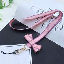 1pc Striped Bow Phone Lanyard, Women Halter For Keys, ID Card, Badge, Comfortable Necklace Design,School Supplies,Back To School - Multicolor - View 16