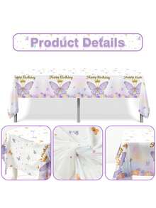 95pcs/Set Purple Butterfly Birthday Background Tablecloth Balloon Set, Balloon Set Perfect For Birthday Party Wall Background, Birthday Background Decorative Balloon Arch Kit, Birthday Gift Party Favor, Birthday Decor Birthday Balloon, Butterfly Decor, Ladies' Birthday Decoration, Including 79pcs Butterfly Balloon Set & 1pc Birthday Plastic Tablecloth & 1pc Birthday Banners & 12pcs Butterfly Decor & 2pcs Balloon Accessory - Màu tím - Xem 9