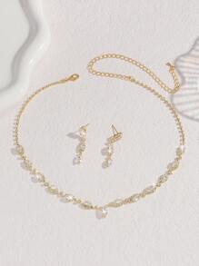 Conjunto de 3 peças de colar e brincos geométricos, versáteis e elegantes, adequados para mulheres que frequentam o dia a dia, encontros no campus, casamentos, festas, presentes para o Dia dos Namorados e feriados