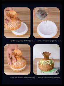 全新 300 毫升 USB 大容量花香加湿器，卧室/客厅空气清新剂，桌面装饰，木纹，适合节日礼物，日常家居使用香薰机