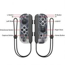 与 Switch 兼容的无线控制器，无线游戏手柄 Switch 控制器，带握把支撑运动控制/双振动/唤醒功能（透明白色） - Transparent White - 查看 7