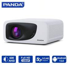 PANDA PANDA PF05 Projector 600 ANSI Lumens Support Android 13.0 Auto Focus/Keystone WiFi 6 Native Smart Projectors Full HD 1920*1080P Outdoor Movie Home Theater Projector