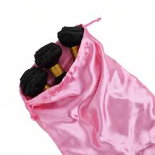 1pc Customized Soft Drawstring Bags For Hair Extensions, Wigs & Tools - Silky Satin Storage Pouches In Pink, Beige, Black, Red - Ideal For Travel & Organization, Personal Care Accessories