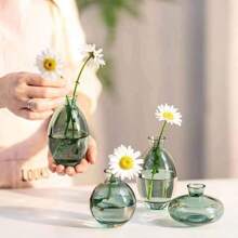 1 set de vases à fleurs en verre transparent, vases décoratifs modernes petits et mini, vases minimalistes esthétiques pour la décoration de la maison, vintage, mignons, faits main, petits centres de table de mariage pour une seule fleur, rose, décoration de la maison, vase à fleurs, centre de table, décoration de table