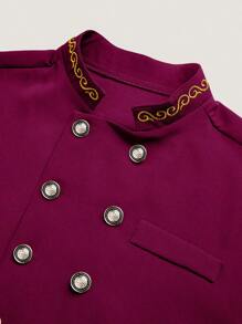 مجموعة بقطعتين لملابس الرجال: بليزر أسود ذو صدر مزدوج بطول كامل مع بنطال، مطرز بالذهبي، أكمام طويلة،ياقة عالية، بنطال ذو خصر مرن، ملابس أفريقية، قميص وبنطال كاجوال مجموعة قطعتين، جديد الموسم، مناسب للحفلات والمناسبات الرسمية والحفلات الزفاف والفعاليات الثقافية والمراسم التقليدية