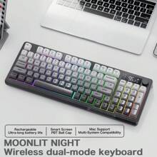M96 Wireless Gaming Keyboard, Knob Control Bluetooth/2.4G Wireless, Mechanical Feeling, RGB LED Backlit With Display Screen, PBT Keycap, 3000mAh, US Layout Compatible With Win/