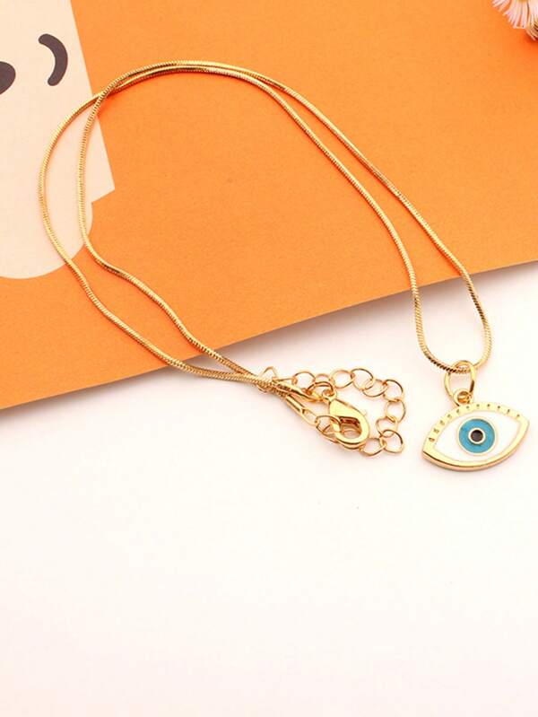 1pc Golden Eyes Demon Eyes Necklace, Snake Chain Necklace