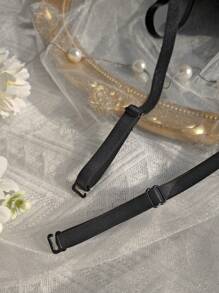 1pc Elegant Sexy French Sheer Floral Fishbone Pattern Fitted Bustier Cami With Padding, Summer