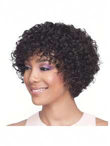 Human Hair Afro Wig Natural Brown Afro Kinky Curly Bob Wig For Women - Brazilian Remy Hair,Human Hair Pixie Cut Wigs For Black Women Easy Wear & Go, Shoulder-Length Style, Rose Net Cap, Perfect For Everyday Glamour - Kinky Curly Water Wave Pixie Glueless Wig For Women, Machine-Made Short Wigs With Rose Net Cap For Daily Use, Hair Wig Seamless Appearance, Breathable Material Suitable As Women's Gift - Multicolor - View 7