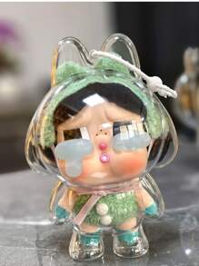 1 Piece Crybaby Cry Doll Series Ultra Transparent Acrylic Protective Cover - Transparent Storage Cover For Collectible Statues, Dustproof Display Box With Pink Hat Character Design, Perfect For Home Decoration And Gatherings (Excluding Dolls), Doll Accessories, Suitable As Gifts For Festivals And Collecting Enthusiasts