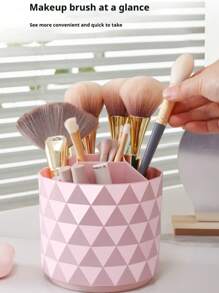 1 pieza Caja de almacenamiento giratoria para pinceles de maquillaje, soporte de escritorio redondo para delineador de cejas, lápiz, lápiz labial y pinceles, organizador de cosméticos, contenedor para pinceles adecuado para mesas de maquillaje, tocadores, escritorios, decoración de habitaciones, escritorios de oficina, organización y almacenamiento de baños
