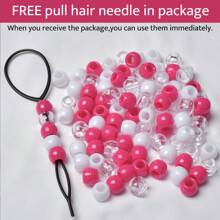 100 pièces perles pour cheveux, perles de queue de cheval de 10x12mm en plastique avec grand trou pour cheveux africains de couleurs mélangées, accessoires de perles pour cheveux