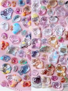 1pc 3D Cartoon Animal Waterproof Transparent Crystal Decorative Sticker, Can Decorate Stationery, DIY Phone Cases, Laptops,School Supplies,Back To School