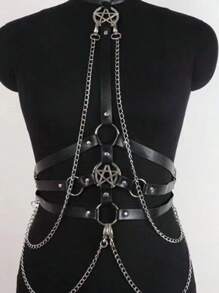 1 Stück Damengürtel mit Pentagramm-Kette Dekor, sexy
