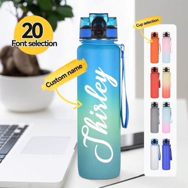 1 Piece Of 32oz Customized Water Bottle, Personalized Name, Customized Water Bottle With Straw, Large Capacity Fitness Water Bottle With Scale, Inspirational Phrase, Sports Drinking Bottle With Handheld Leak-Proof Portable Travel, Outdoor Camping Exclusive Cup, Exclusive Holiday Gift For Friends, Halloween, Christmas Gift, Multi-Functional, Ornamental, Anti-Mold, Reusable, Adorable, High-Quality, Cute, Modern, Custom, Personalized, Unique, Ideal Gifts For Him, Ideal Gifts For Kids, Bathroom, Home,Delicate Romance