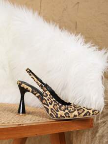 Stylish Women's Pointed-Toe Leopard Stiletto Heels, 9cm Party Shoes. Bold & Elegant For Nightlife Glamour. - Brown - View 4