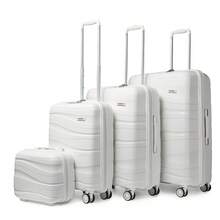 4-Piece Suitcase Set 14/20/24/28 Inches, Cosmetic Case, Hand Luggage & Check-In Suitcase Made Of PP With TSA Lock, 4 Wheels, Lightweight, Quiet, Hard Shell, Ideal For Travel, Vacation, Study, Dorm Life And As A Gift For Men And Women - 白色 - 查看 1