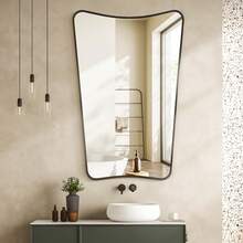 Irregular Wall Mirror Bathroom Mirror Asymmetric Mirror Metal Frame Vertical Horizontal Installation Living Room Bathroom Decoration