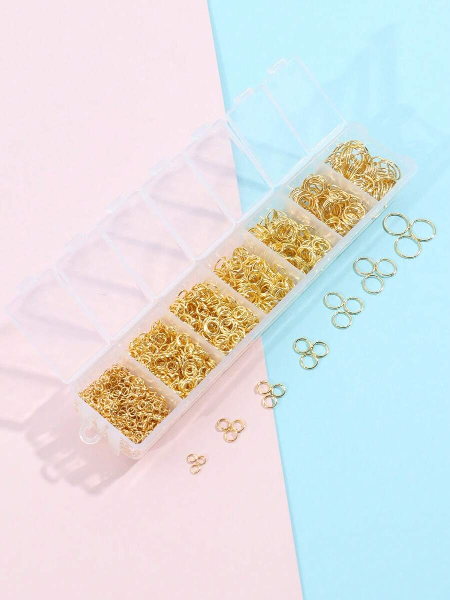 1 盒（约 1370 个）金/银开口跳环，单环珠宝工艺连接器，用于珠宝制作、DIY 项链和手链扣、配件 - 彩色 - 查看 1