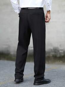 Men's Black Formal Business Casual Straight Leg Pants