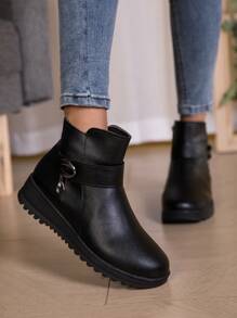 New Women Winter Thermal Lined Thermal Ankle Boots With Side Zipper, Short Snow Boots For Middle-Aged Mothers
