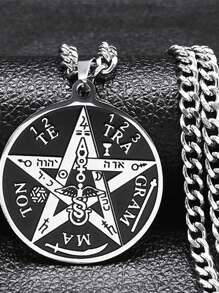 Colar Gótico de Bruxaria Pentagrama Escuro, Colar de Amuleto Original Tetragrammaton de Salomão em Aço Inoxidável para Mulheres