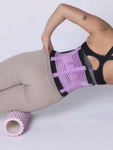 1pc Fitness Outdoor Compression Waist Support Belt, Dual-Reinforced Adjustable Waist Trimmer Slimming Belt, Latest Sweat Trainer Workout Clothes Gym Accessories Belly Slimming Girdles, Lumbar Girdles Belly Slimming Corset - Mauve Purple - View 2