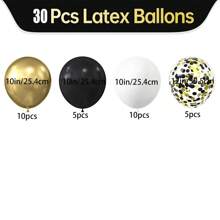 30 piezas Globos negros, blancos y dorados - Incluye globos metálicos dorados, mates negros, mates blancos y con brillo negro y dorado. Excelente para bodas, propuestas, cumpleaños, graduaciones, vuelta al cole, compromisos, duchas nupciales, decoración con globos, fondos y accesorios para fotografía
