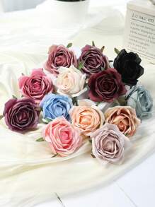 10pcs High-Quality Realistic Artificial Rose Heads, Home Textile Floral Decor & DIY Crafts, Suitable For Christmas, Halloween, Easter, Thanksgiving