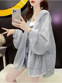 女士连帽防晒衬衫，轻薄透气，宽松版型，适合夏季