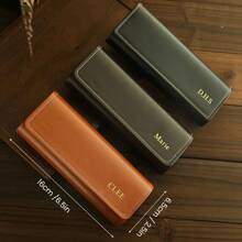 1pc Customized Engraved Faux Leather Eyeglasses Case, Suitable For Men And Women - Minimalist Style Glasses Frame With Personalized Letters - Durable And Easy To Clean - Ideal Gift For Parents