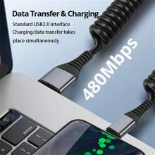 Cable USB a Tipo-C/Lightning de 66W, alta eficiencia y duradero con diseño de resorte, carga rápida compatible con 16 Pro Max/16 Pro/16 Plus/16/15/14/13/12