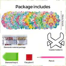 New DIY Diamond Painting Set, Full Drill Diamond Decoration For Living Room/Bedroom, Tea Cup Mat, 8pcs, Mandala Design