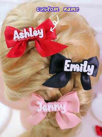 1PC Personalized Name Bowknot Hairpin, Multicolor Personalized Hairpin, Custom Name Hair Clip For Girl, Personalized Hair Barrette Toddler Girl, Hair Bow Toddler Girl, Easter Gift Custom Girl,Durable,Colorful,Cute,Adorable,Funny,Kawaii,Y2K,Stylish,Unisex,Casual,Custom,Personalized,Unique,Customized,Ideal Gifts For Him,Ideal Gifts For Her,Her,Boyfriend,Girlfriend,Family,Friends,School Supplies,Back To School,School Gift,For Office,For School,For Classroom,For Teacher Gifts,For University,For Colleague,For Dorm Rooms,For Teacher,For Boys And Girls,For Teenagers,Junior High School Students,Middle School Students,High School Senior High School Students,College Students,University Students,Freshman,Sophomore,Underclassmen,Apparel Accessories,Halloween Edit,Freshman, Sophomore, Underclassmen