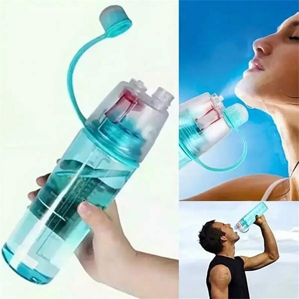 1 Stück Nebelsprüh Wasserflasche, tragbare Sport Wasserflasche mit Farbverlauf Nebelsprüher, geeignet für Outdoor-Aktivitäten und Fitness!