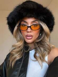 1 件女士亚克力街头复古小框椭圆形时尚橙色眼镜，适合日常度假出游、音乐节和日常穿着，波西米亚海滩夏季度假服装女士适合夏季海滩度假、户外、旅行学院风，适合返校