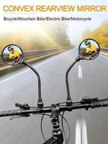 2PCS 360 Degree Rotating Bicycle Rearview Mirror, Adjustable Rotating Bicycle Rearview Mirror, Wide View Convex Mirror, Universal Handlebar Holder, Wide Angle Acrylic Convex Safety Mirror, Adjustable Rotating Bicycle Rearview Mirror, Hose Handlebar Rearview Mirror, Cycling Accessories, Clear View, Perfect For Mountain Road Bikes, Bicycles, Electric Bikes, Motorcycles, Scooters And Commuter Cars - Black - View 9