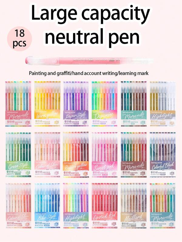 162 Farben Gel-Stift Set mit Mehrfarbauswahl, mittlere Spitze, sichtbarer Tintenfüllstand, aus Kunststoff, neue Farbpalette, geeignet für Malen und Tagebuch, Schulanfang