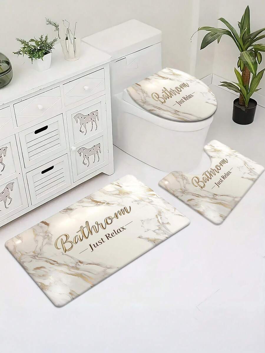 1/3pcs Bathroom Non Slip Mat Three Pieces Set, Bathroom Floor Mat Three Pieces Set, Bathtub Side Foot Mat, Absorbent Floor Mat, Bedroom Floor Mat, Living Room Floor Mat