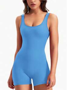 Yefecy 瑜伽基本款纯色运动连体裤，纯色时尚运动连体裤，高弹力瑜伽连体裤，女士健身喇叭裤，性感露背健身紧身臀部瑜伽连体裤 V 型背，春夏塑身连体裤