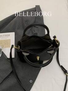 Lychee Texture Business Versatile Elegant Women Handbag - Black - View 11