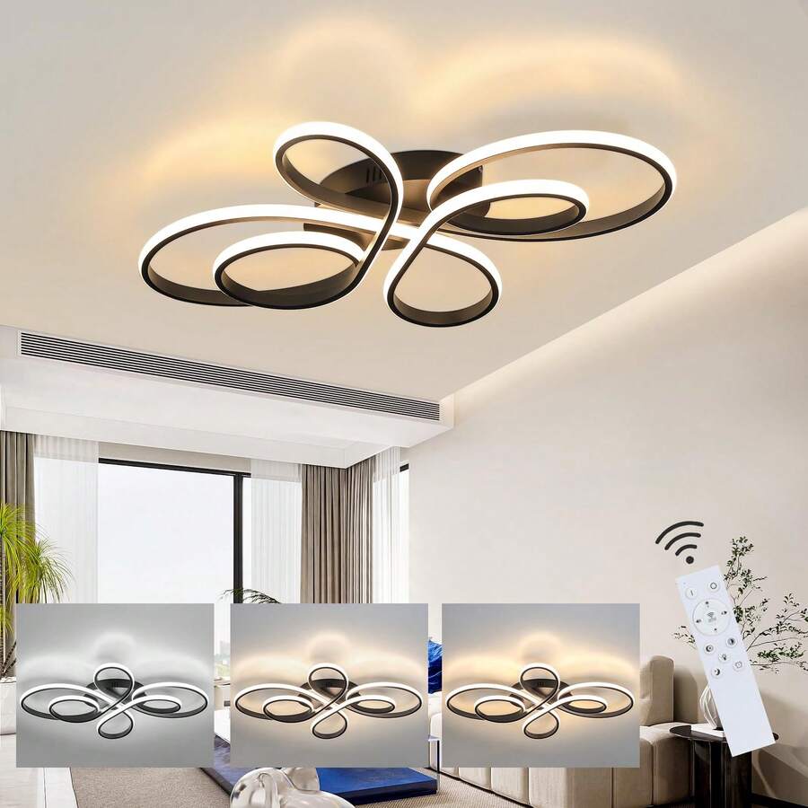 ZMH Ceiling Lamp LED Ceiling Light Dimmable - Living Room Lamp 80cm Living Room 78W Modern Bedroom Lamp Bedroom White With Remote Control Design Ceiling Lighting Large For Dining Room Office Kitchen - 黑色 - 查看 1