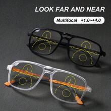 多焦点渐进式老花镜，超宽视角，近视和远视均清晰，超轻镜框设计，经典男女通用外观 - 白色 - 查看 3