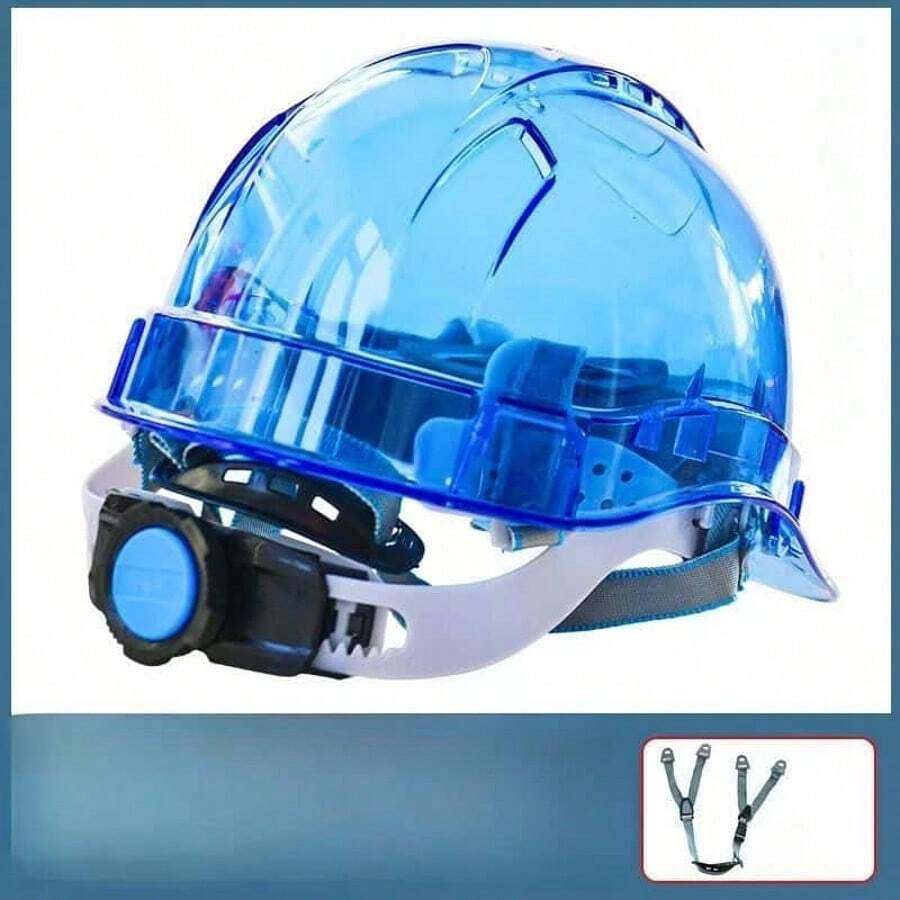 Transparent Safety Helmet, Anti-Crush, Anti-Pressure, Visible, Monitoring, Suitable For Construction Site, Car Riding, Customizable Printing, Protective Hat - Multicolor - View 1