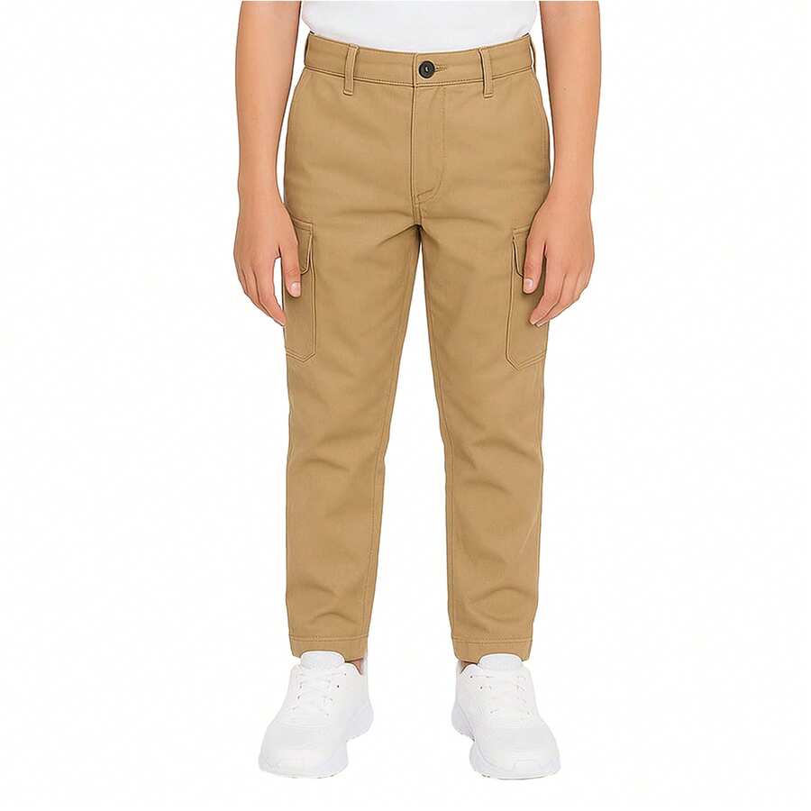 Boy's Super Stretch Cotton Cargo Pants - Màu Khaki - Xem 1