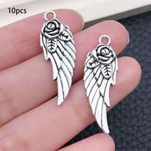 10/22 Piece Alloy Antique Silvery Wing Series Pendant Accessory Set, Suitable For DIY Necklace, Earring, Keychain Jewelry Making Fashion Accessories. - Antique Silver - View 12