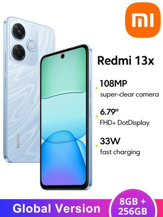 Xiaomi Redmi 13x Smartphone 8GB+256GB Global Version Helio G91-Ultra Processor 6.79" FHD+ DotDisplay Up To 90Hz Refresh Rate 108MP Super-Clear Main Camera 5030mAh (Typ) Supports 33W Fast Charging 3.5mm Headphone Jack Xiaomi HyperOS